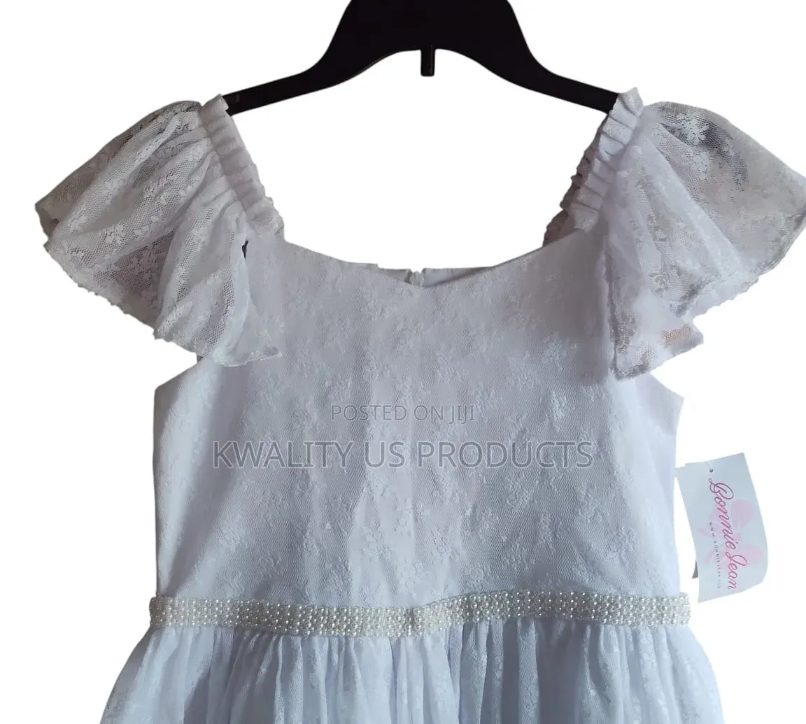 Bonnie Jean Girls Beaded Lace White Dress - 14 and 15 Years