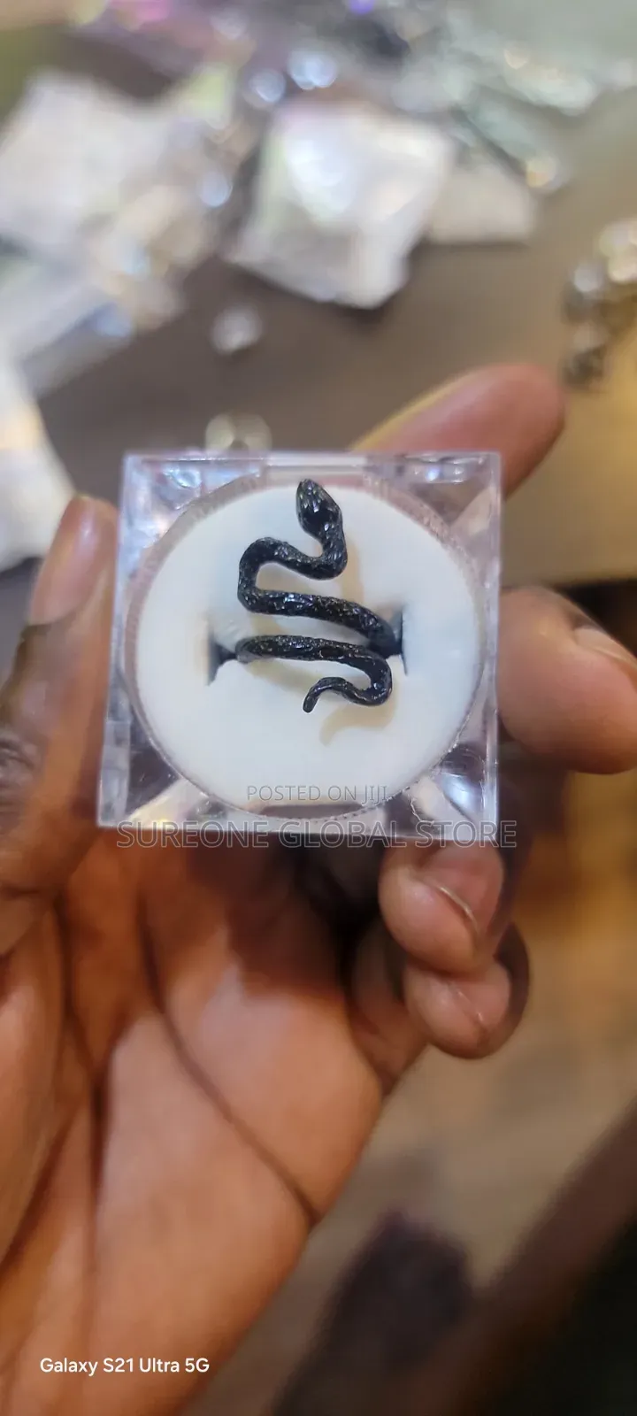 Black Serpentine Wrap Ring