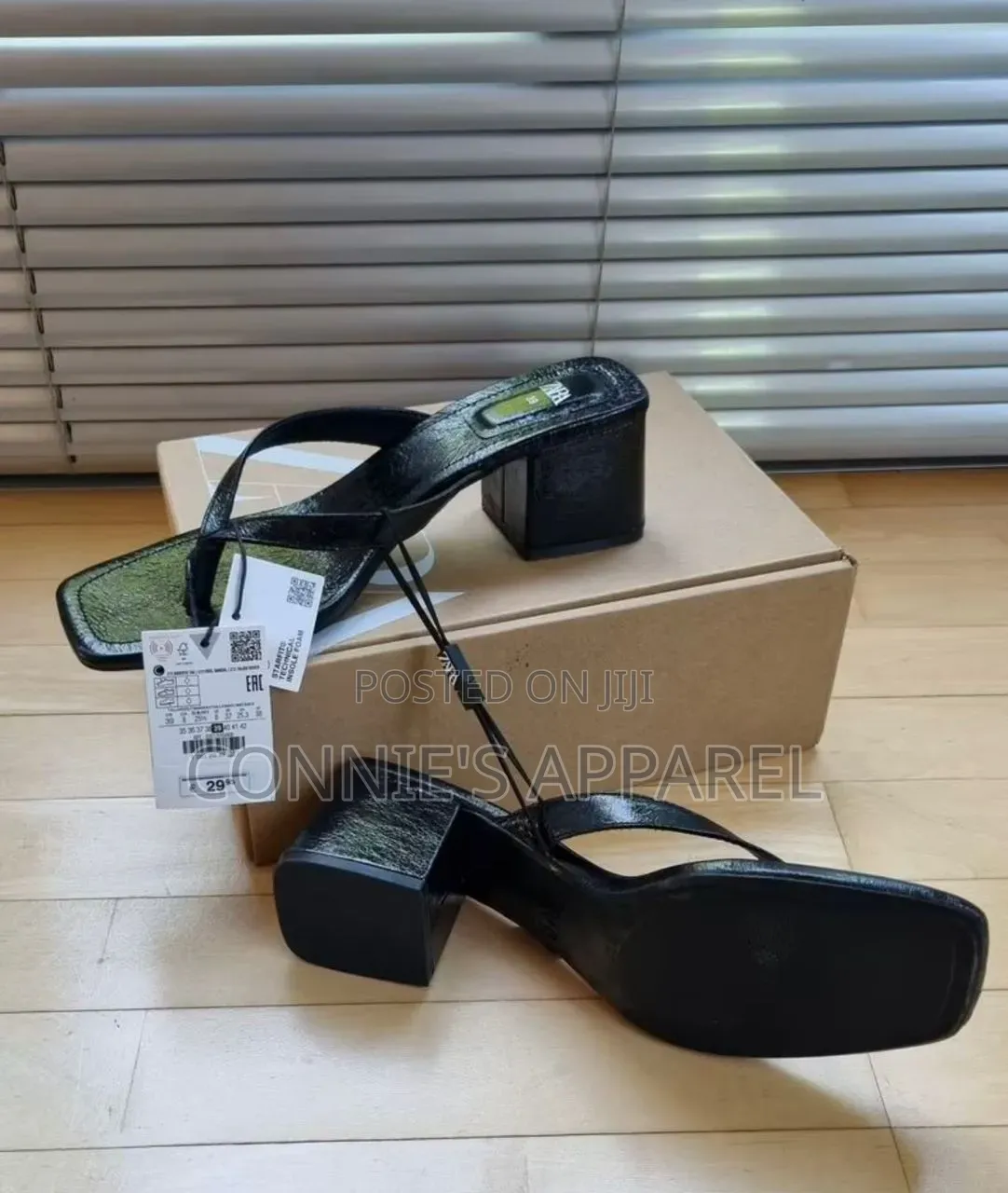 Zara Heeled Thong Sandals With a Square Toe and Chunky Block Heel