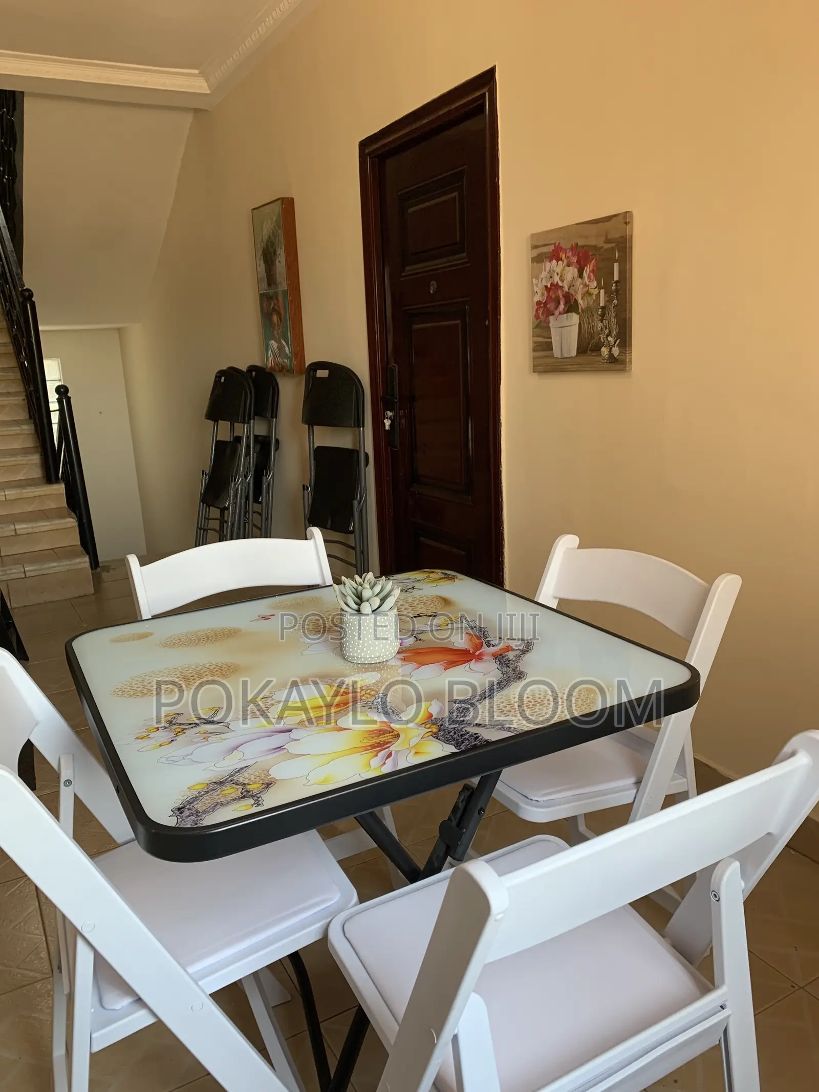 80x80 Cm Table Set Modern Glass Aesthetics Folding Features.
