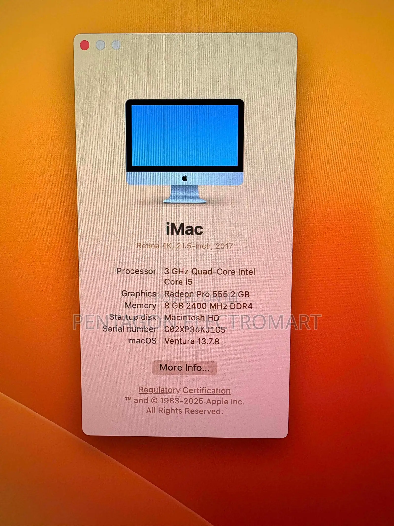 Desktop Computer Apple iMac 8GB Intel Core i5 SSD 1T