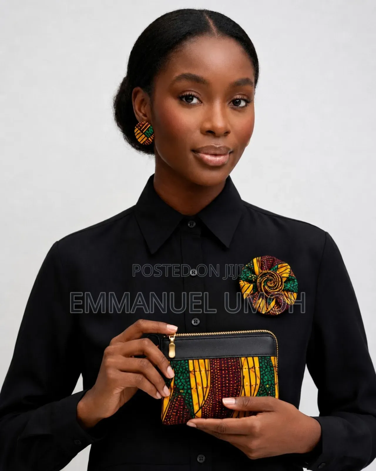 Classy Ladies Hand Bag With Matching Earrings and Brooch