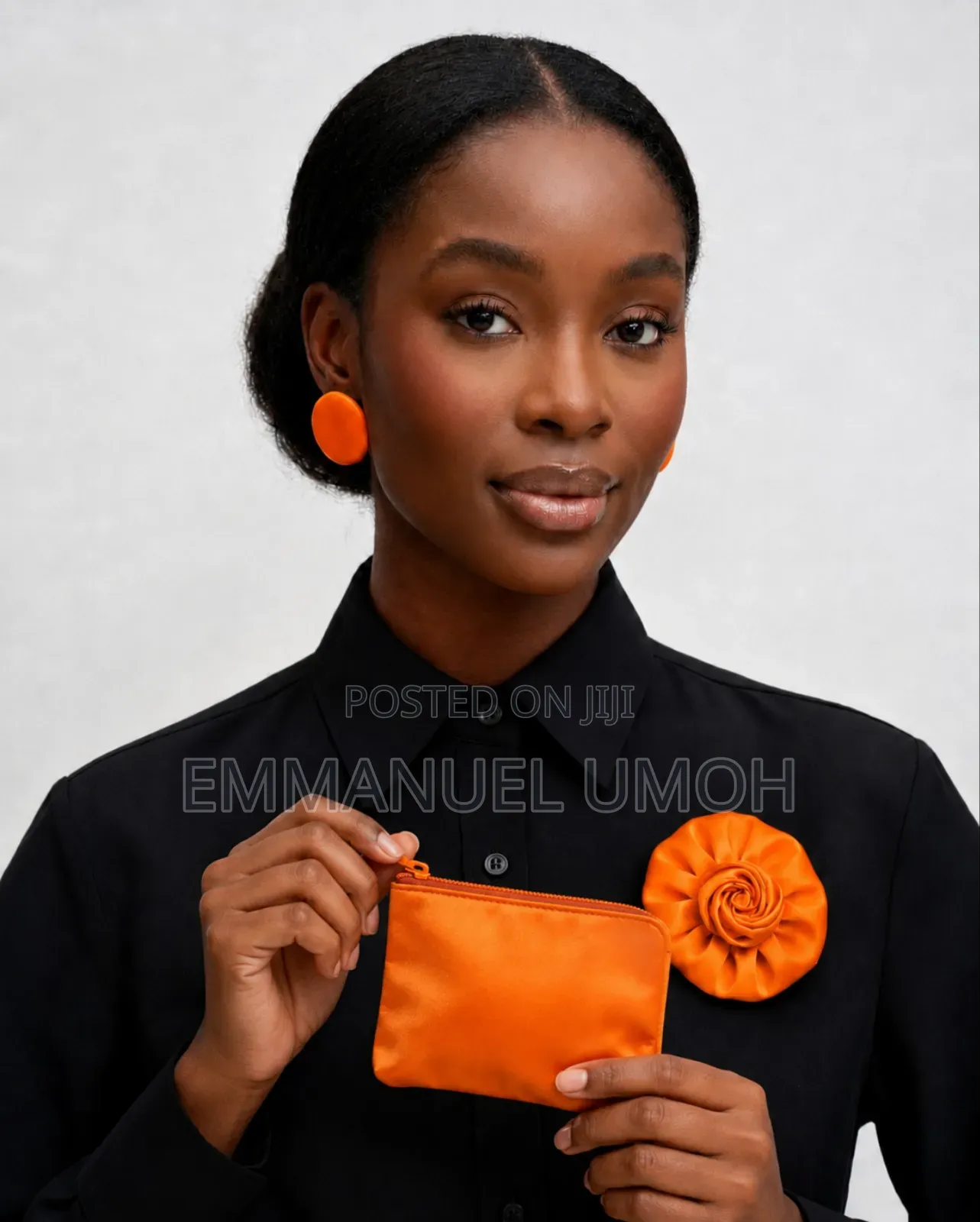 Classy Ladies Hand Bag With Matching Earrings and Brooch