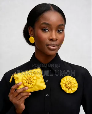 Classy Ladies Hand Bag With Matching Earrings and Brooch