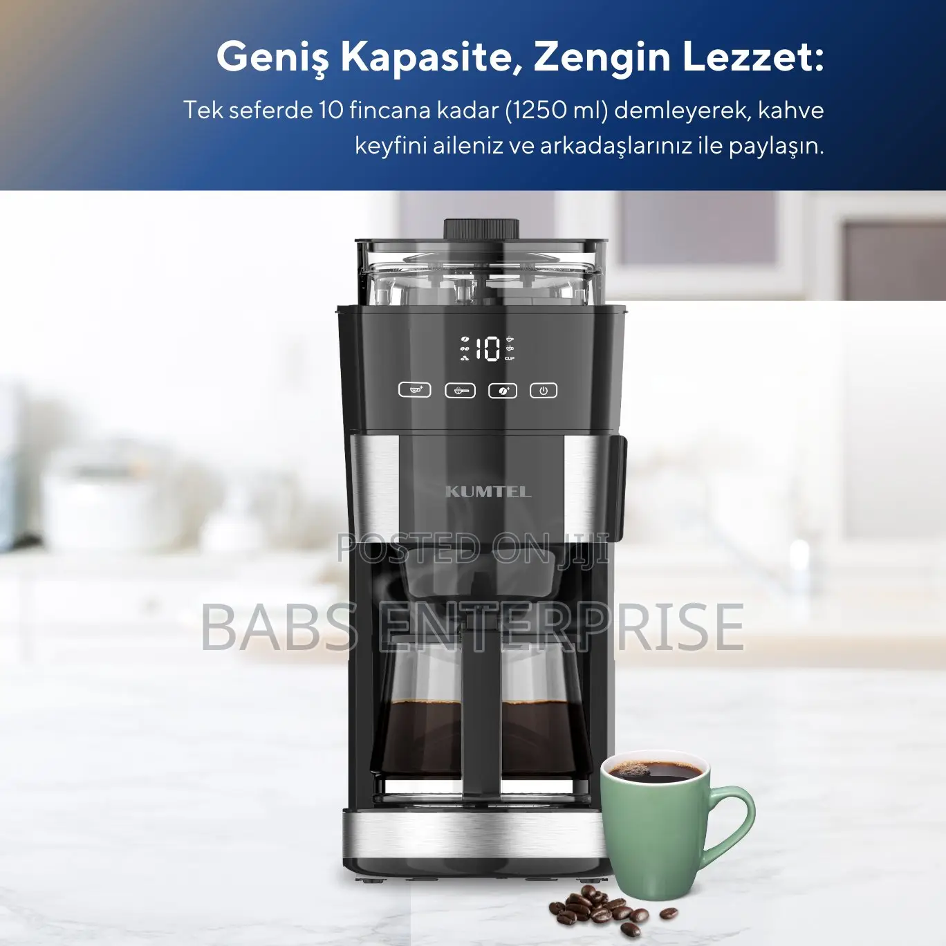 Kumtel Digital Filter Coffee Machine HFCM-02 With Grinder