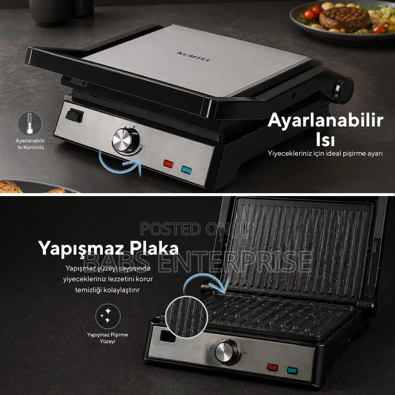 Kumtel Inox Toaster and Contact Grill Machine 2000w TTM-05