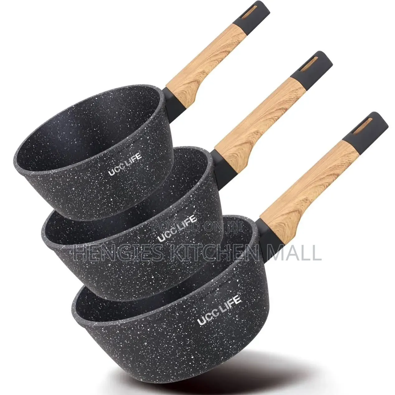 3-Piece Granite Nonstick Banku Pan (14-18cm)