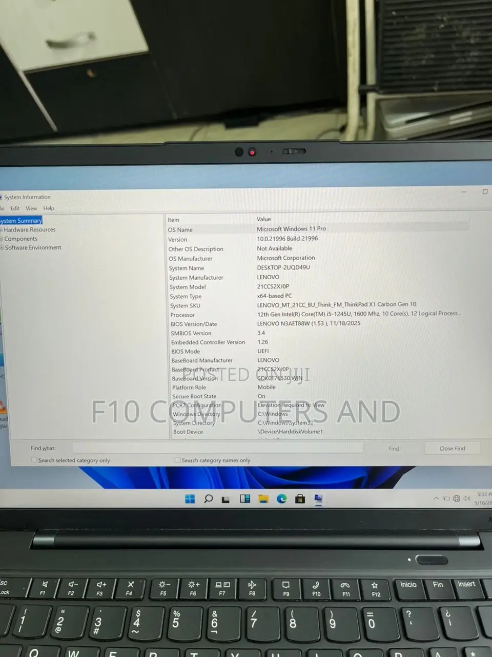 Laptop Lenovo ThinkPad X1 Carbon 32GB Intel Core i5 SSD 512GB