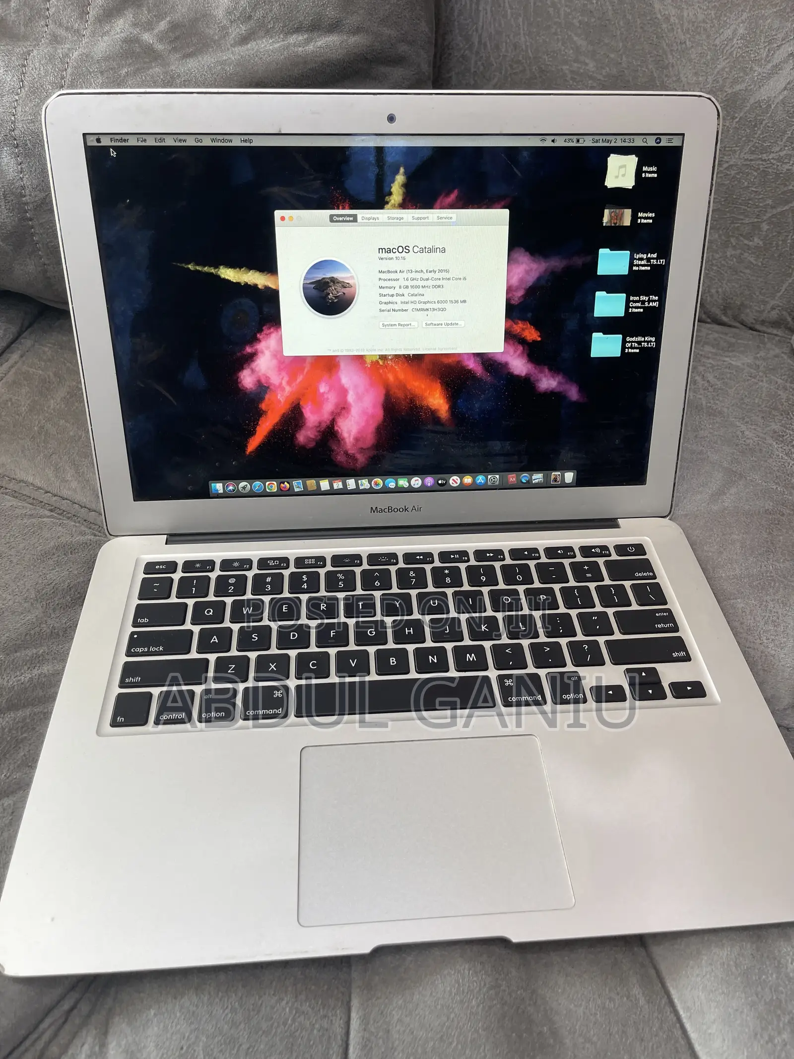 Laptop Apple MacBook Air 8GB Intel Core i5 SSD 128GB