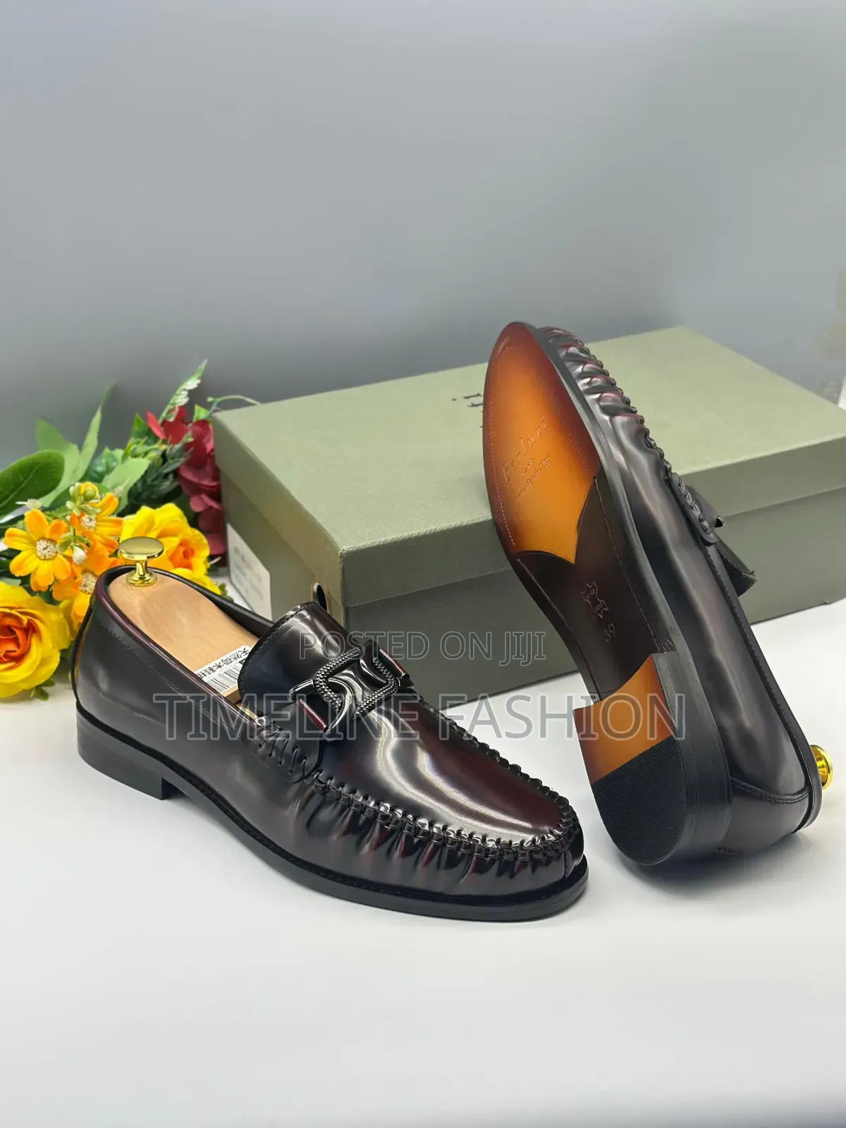 Wine Colour Berluti Executive Men's Mirror Leather Shoes