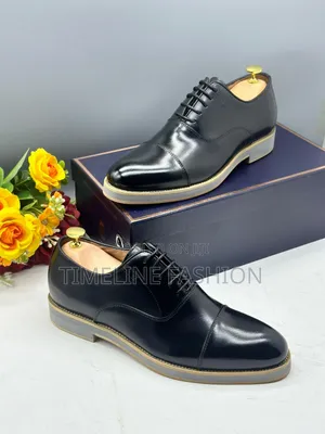 Anax Executive Men's Durable Leather Lace Up Shoes Black
