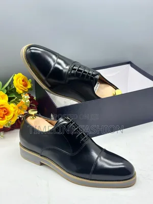 Anax Executive Men's Durable Leather Lace Up Shoes Black