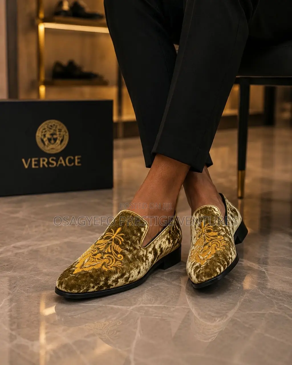 Classic Golden Royale Versace Velvet Loafers