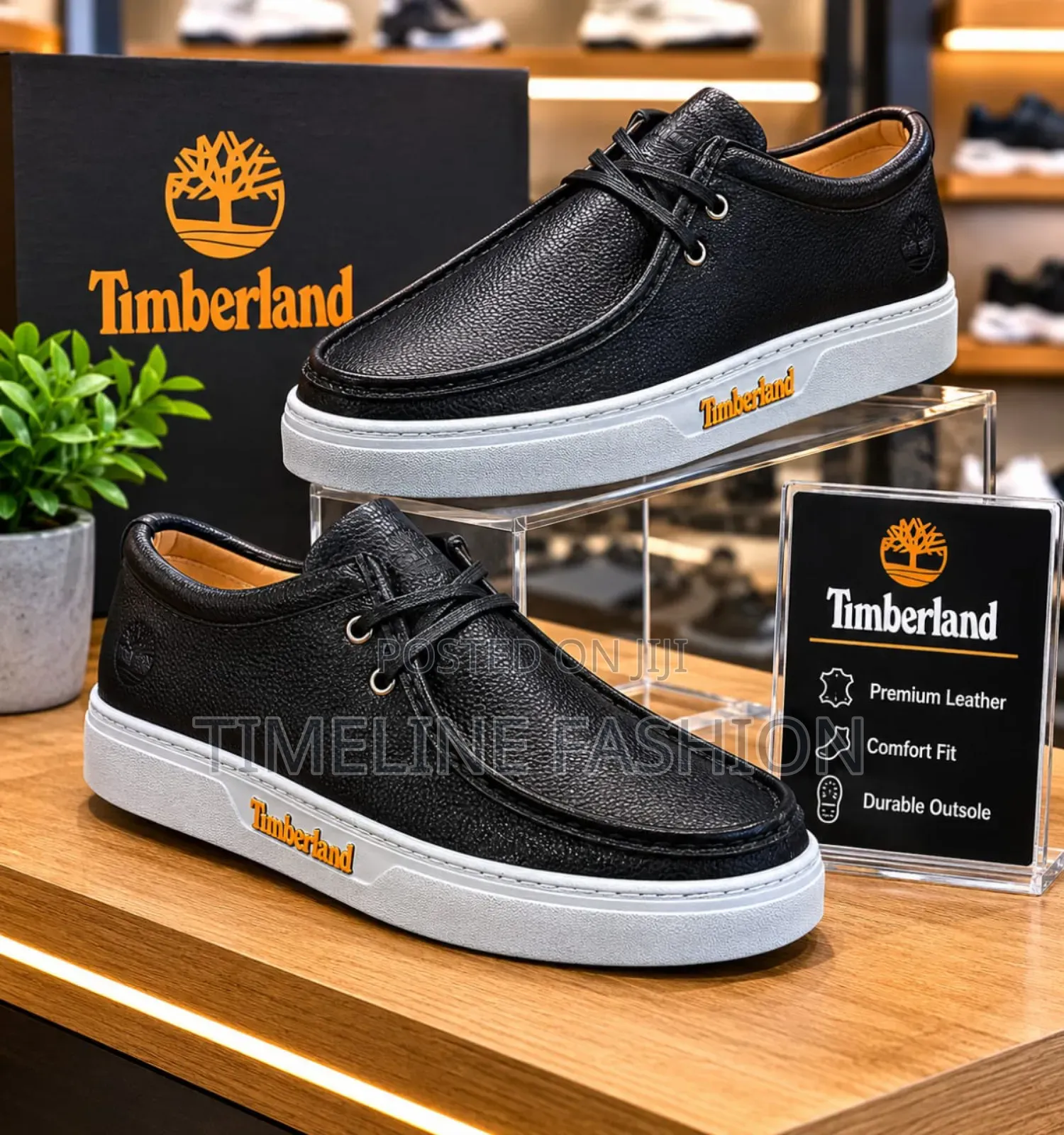 Quality Timber Land Premium Leather Sneakers Black