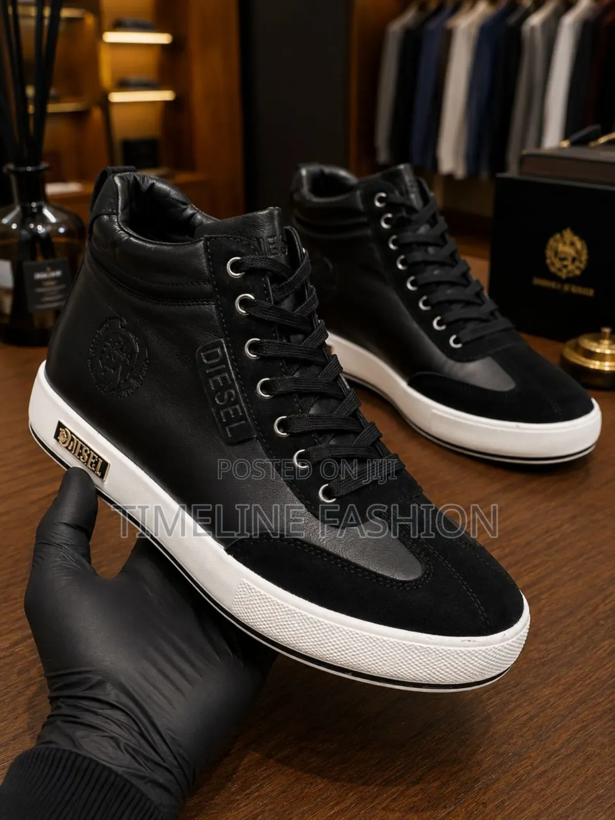 Black and White Diesel Men's Ankle Boots