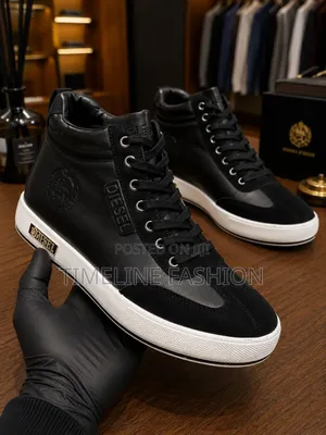 Black and White Diesel Men's Ankle Boots
