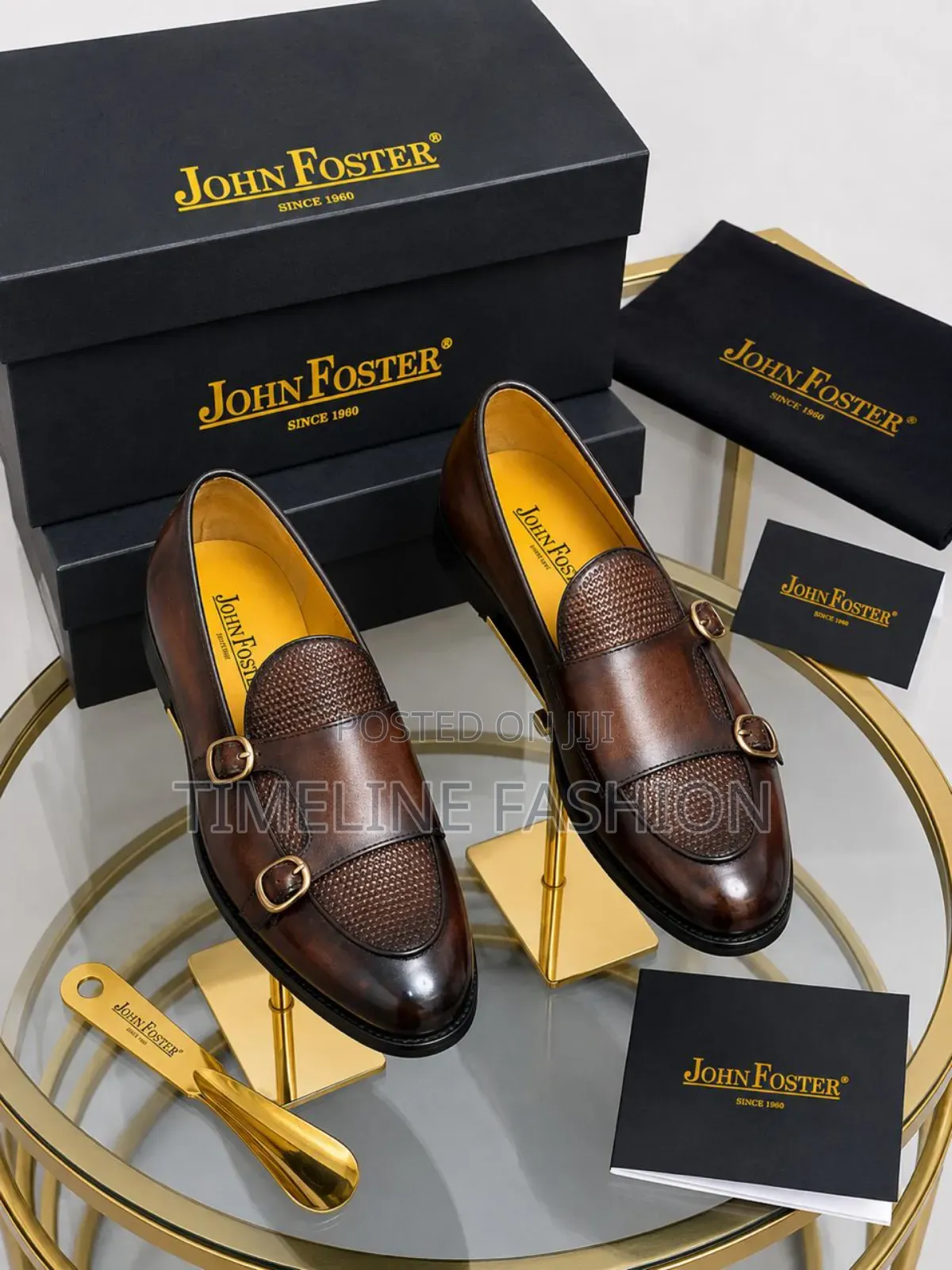 John Forster Exclusive Handmade Monk Strap Shoes Size 39/46 Coffee