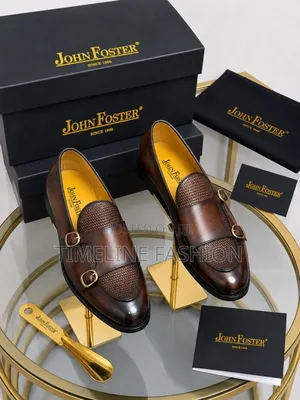 John Forster Exclusive Handmade Monk Strap Shoes Size 39/46 Coffee
