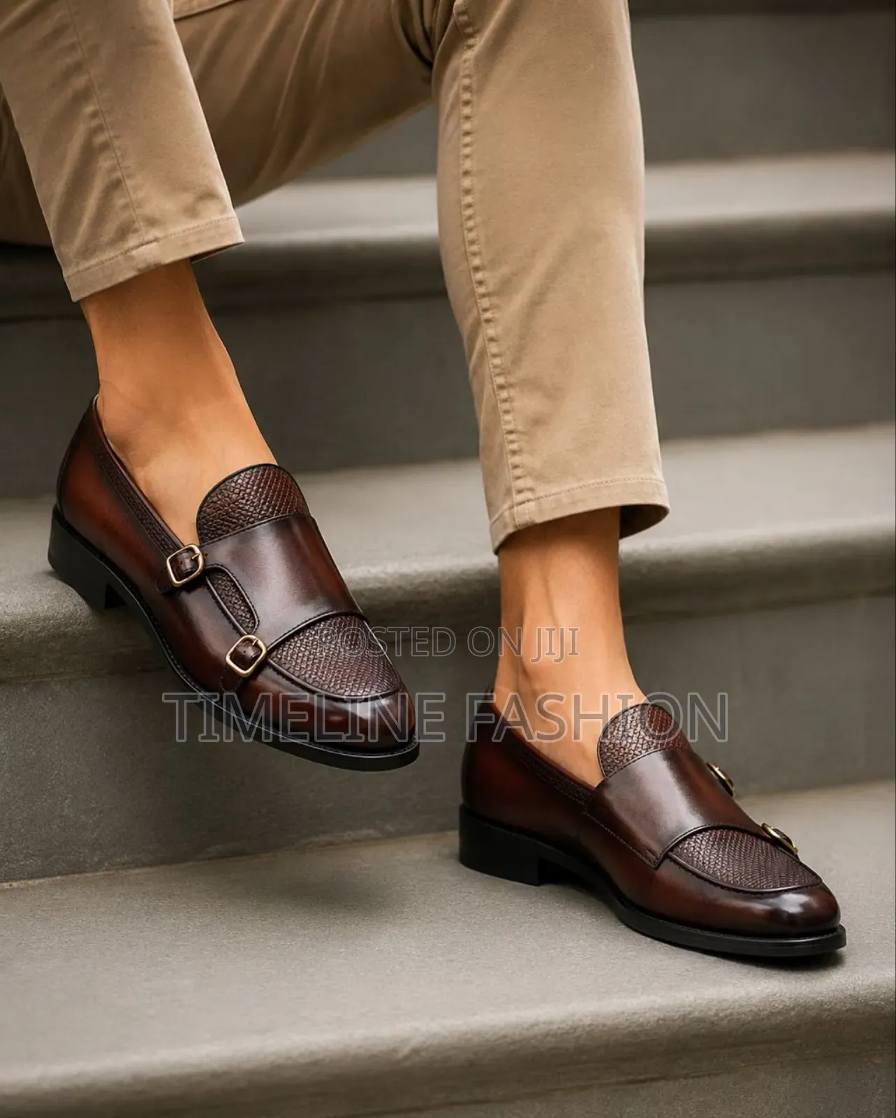John Forster Exclusive Handmade Monk Strap Shoes Size 39/46 Coffee