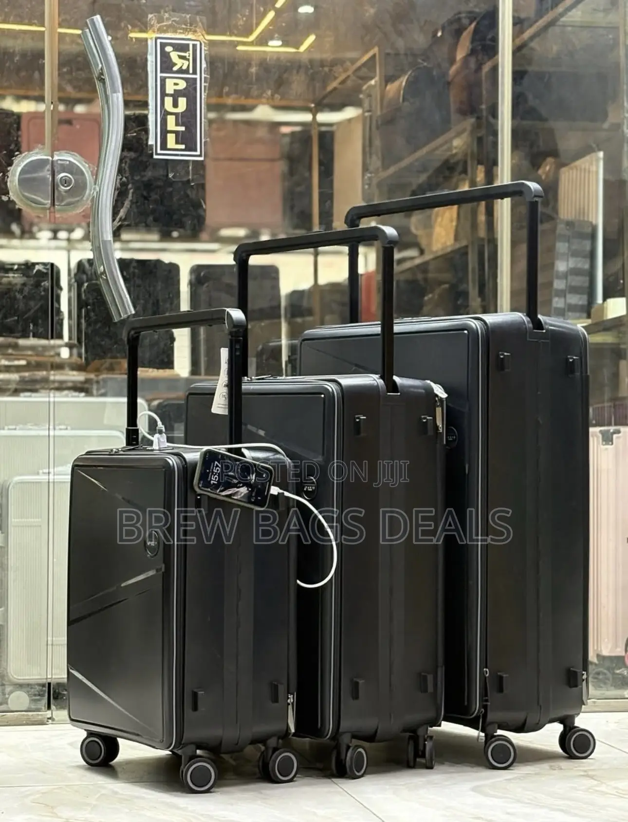Newly Luxury 3set Front & Back Zip Wide Handle Usb Suitcase