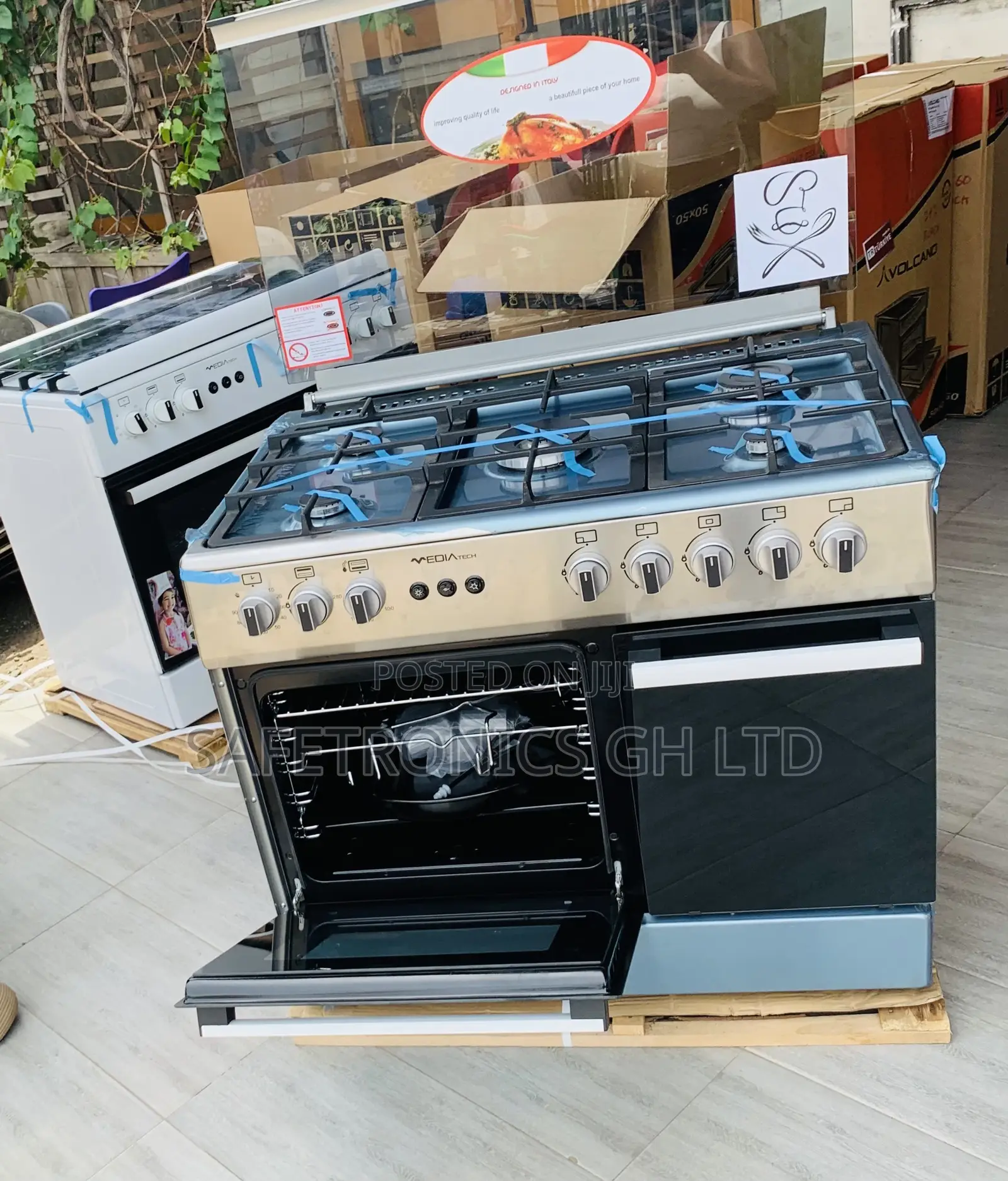 Get Accurate Midea 90×60 5 Gas Cooker Grill Rotisserie Auto Ignition,