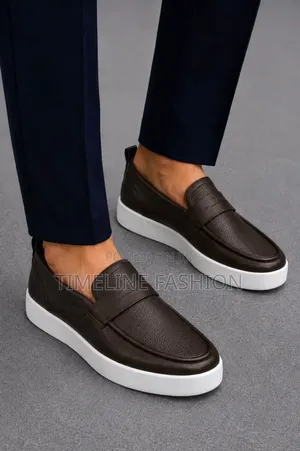 Hugo Boss Coffee Brown and White Leather Sneakers