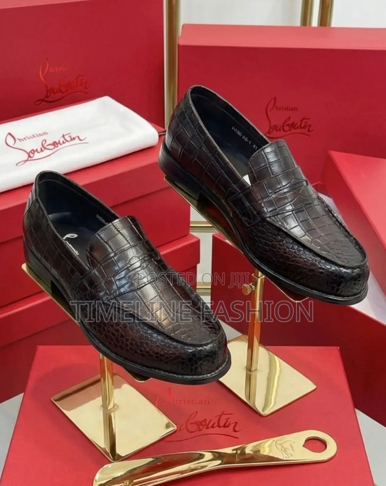 Christian Louboutin Executive Men's Coffee Brown Leather Shoes