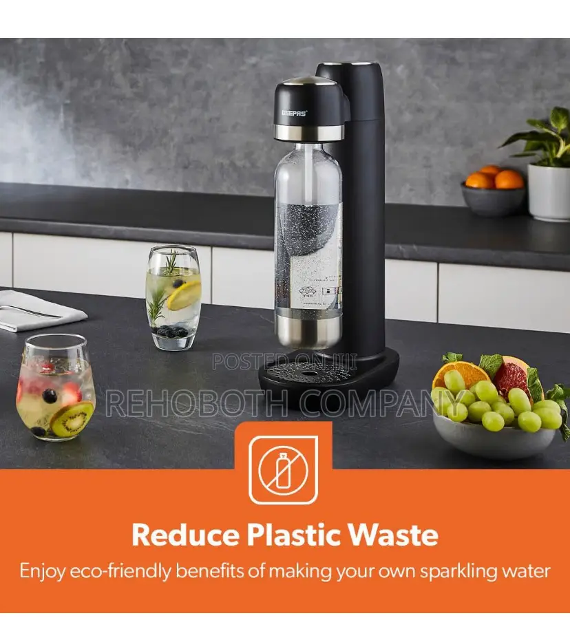 Geepas Sparkling Water Maker With 900ml Bottle | Soda Maker