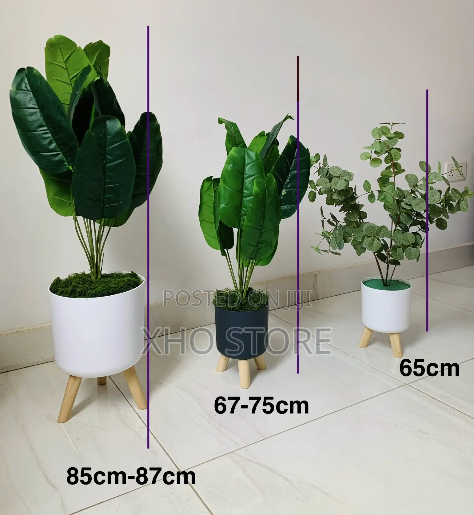 Modern Indoor Potted Plants Wooden Stands Flower Pots