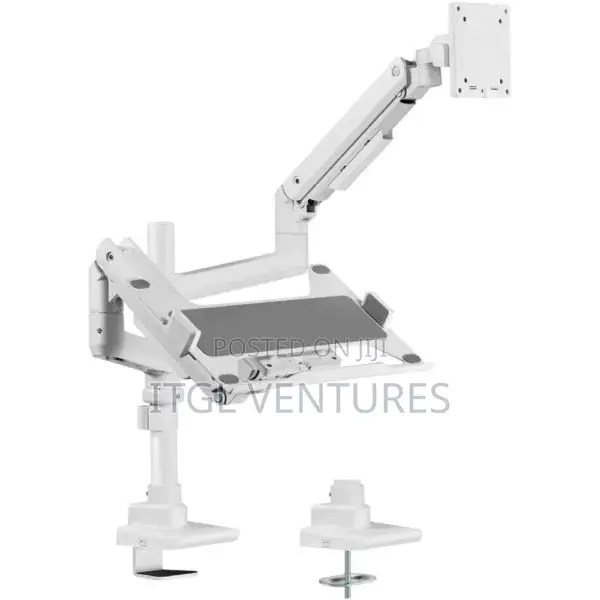 Newstar Ldt69-C024p-Ml Pole-Mounted Gas Spring Monitor Arm With Laptop