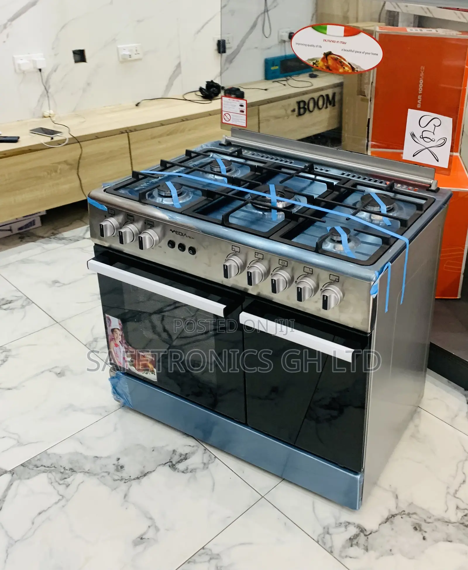 Premium New Midea 90×60 5-Burner Gas Cooker W/ Grill