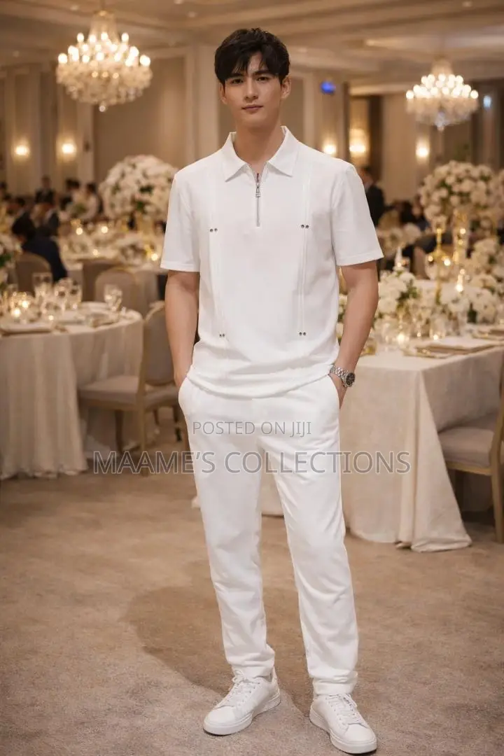 Men’S Print Zip Casual Top and Down Trousers