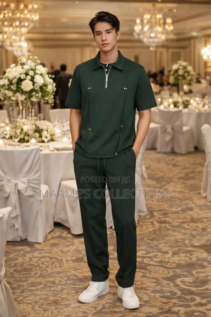 Men’S Print Zip Casual Top and Down Trousers