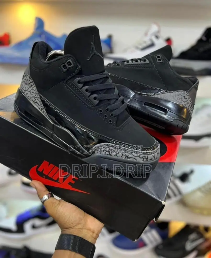 Jordan 3 Rethro . Black . Comes in Box. Comes in All Sizes and Colours
