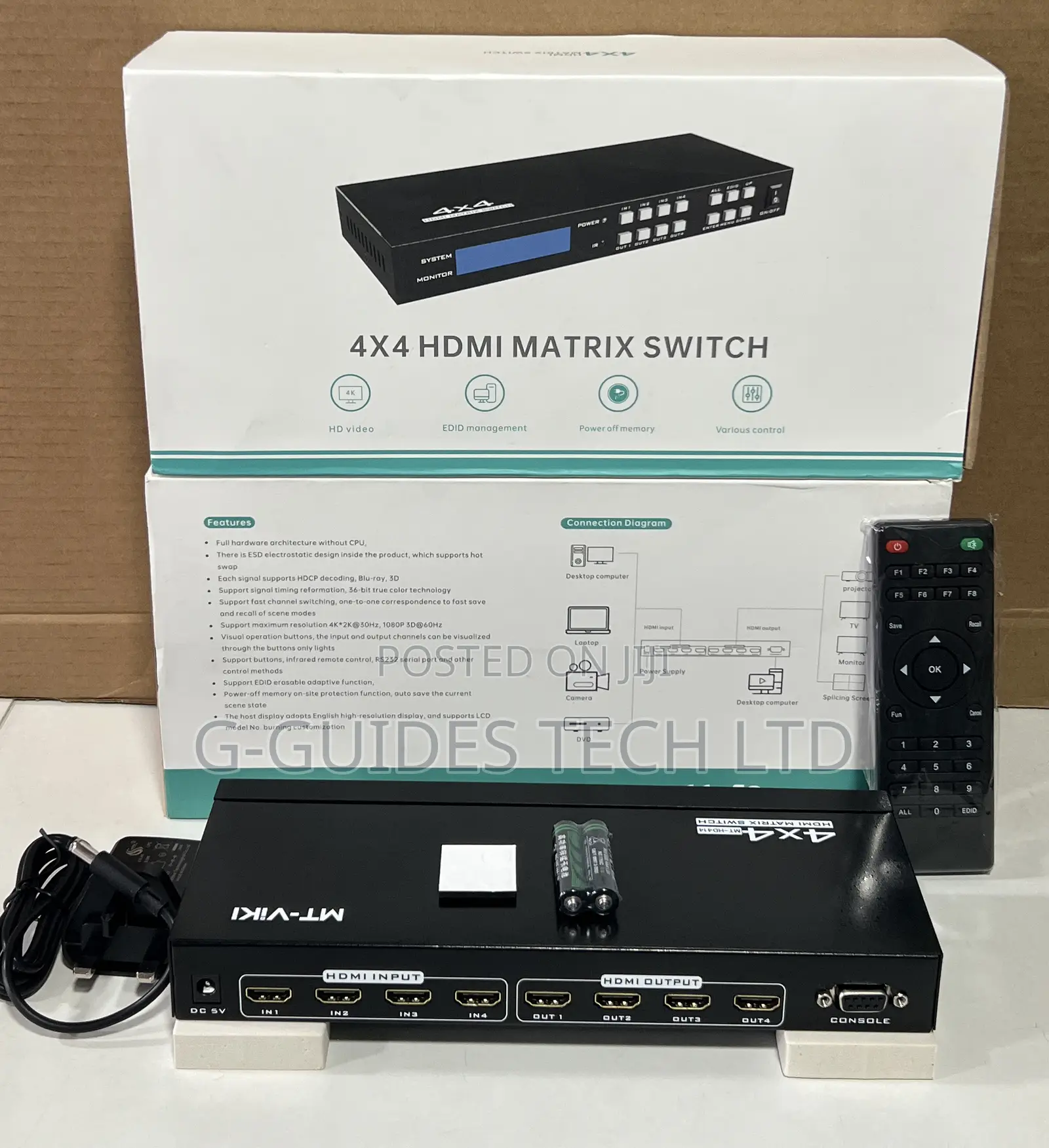 Mt-Viki 4x4 Hdmi Matrix Switch,4-in 4-Out Hdmi Matrix Switch