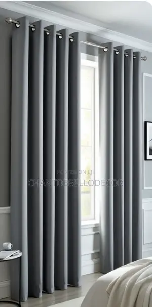 4pcs Elegant Quality Light Grey Blackout Curtains ( 600ghc ) No Rod