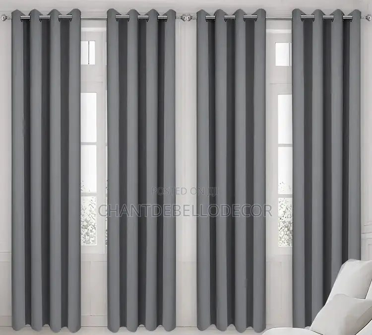 4pcs Elegant Quality Light Grey Blackout Curtains ( 600ghc ) No Rod