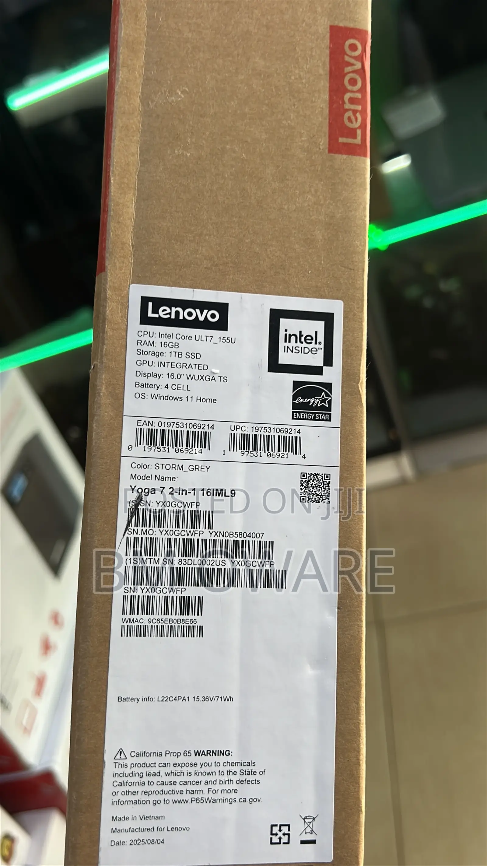 New Laptop Lenovo Yoga 7i 16GB Intel Core Ultra 7 SSD 1T