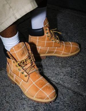 Timberland Boots Supreme Yellow Brown With White Stripes