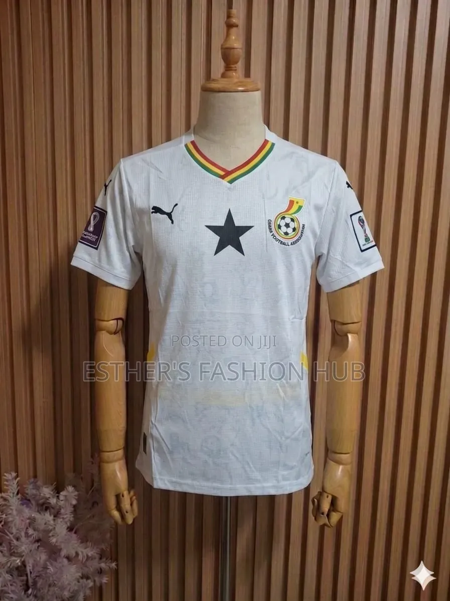 Ghana Jersey 24/25 Home White With World Cup Patches