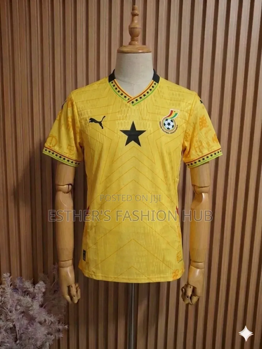 Ghana Jersey 24/25 Yellow ( With World Cup Patchesom the Arm )