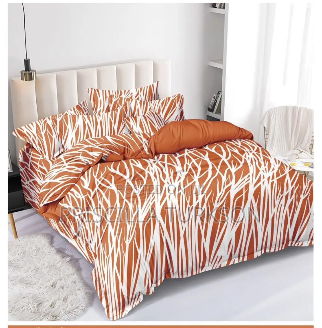 Orange Floral Sheet in Sizes.