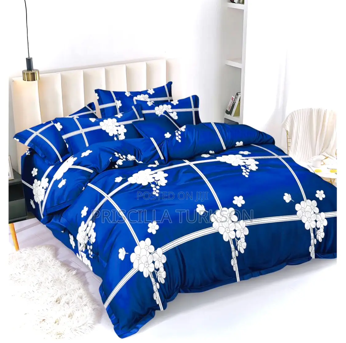 Deep Blue Bedsheet With Pillow Cases