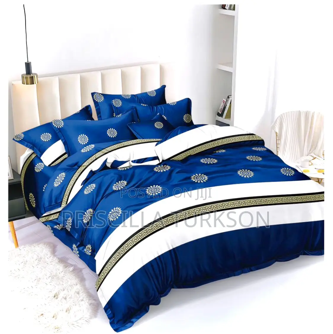 Deep Blue Bedsheet With Pillow Cases