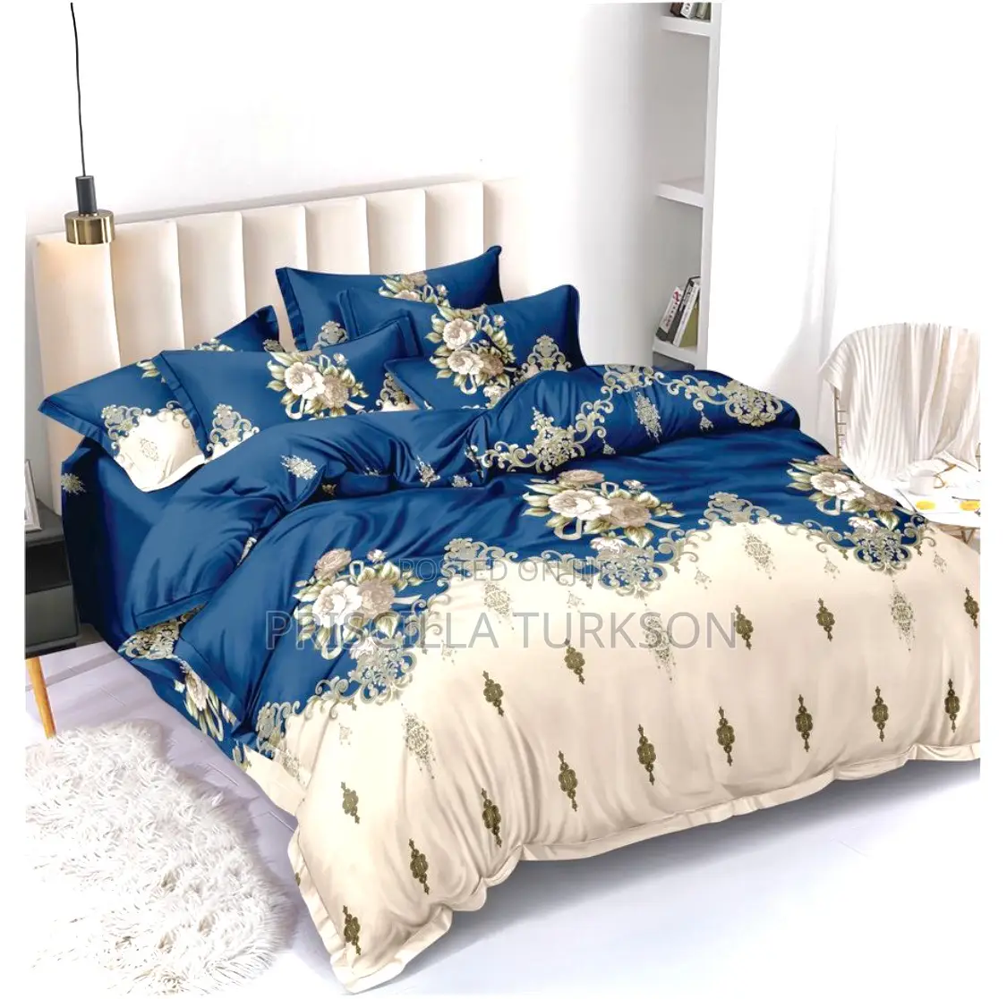 Deep Blue Bedsheet With Pillow Cases