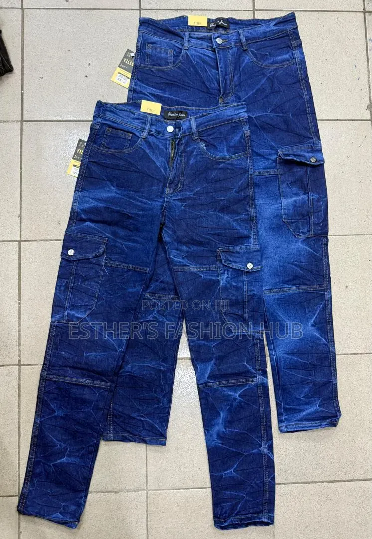 Quality Mens Cargo Jeans (Blue and Army Green)