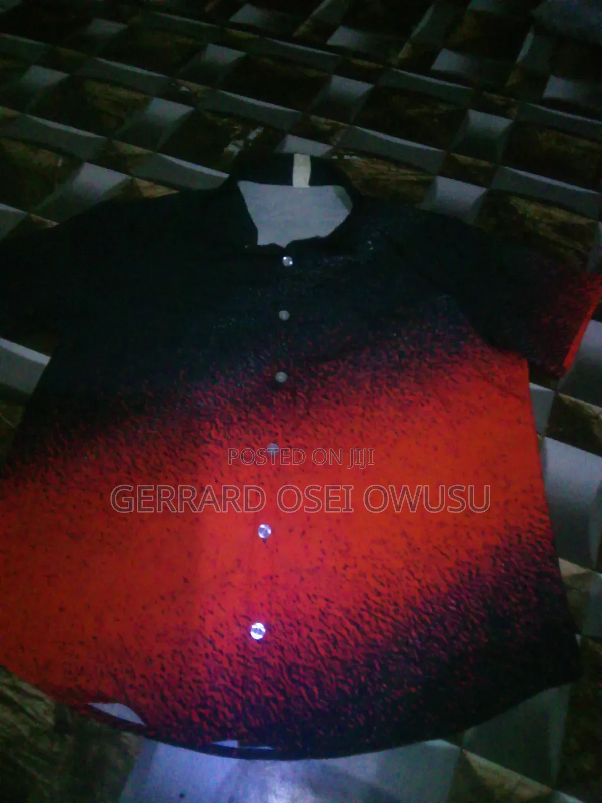 Men's Black and Red Design Top