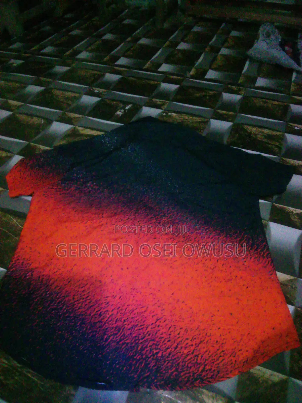 Men's Black and Red Design Top