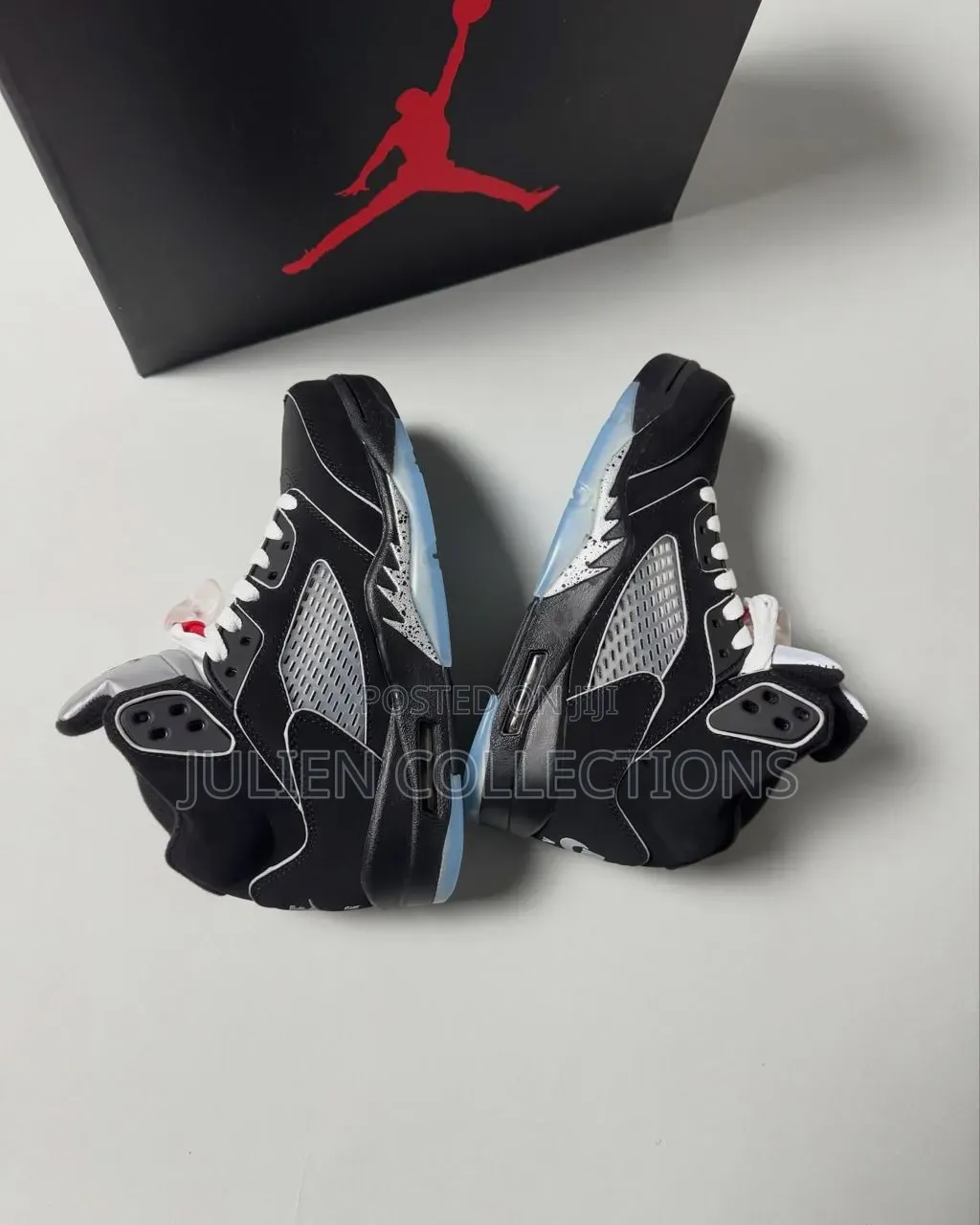 Jordan Retro 5 Black White and Sea Blue