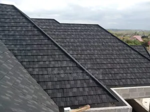 Black and White Shingles and Rain Gutter